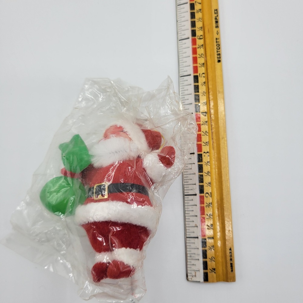 Vtg Flocked Santa Claus on Stick Flower Cake Decoration Hong Kong 4" - Picture 6 of 6
